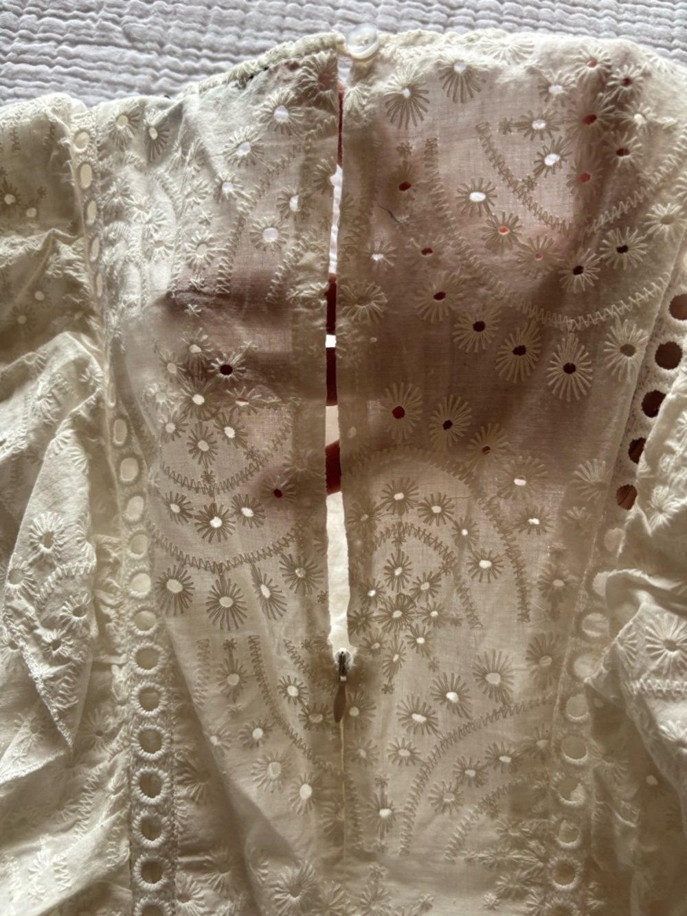 Romantic White Eyelet Ruffle Blouse - Picture 5 of 7